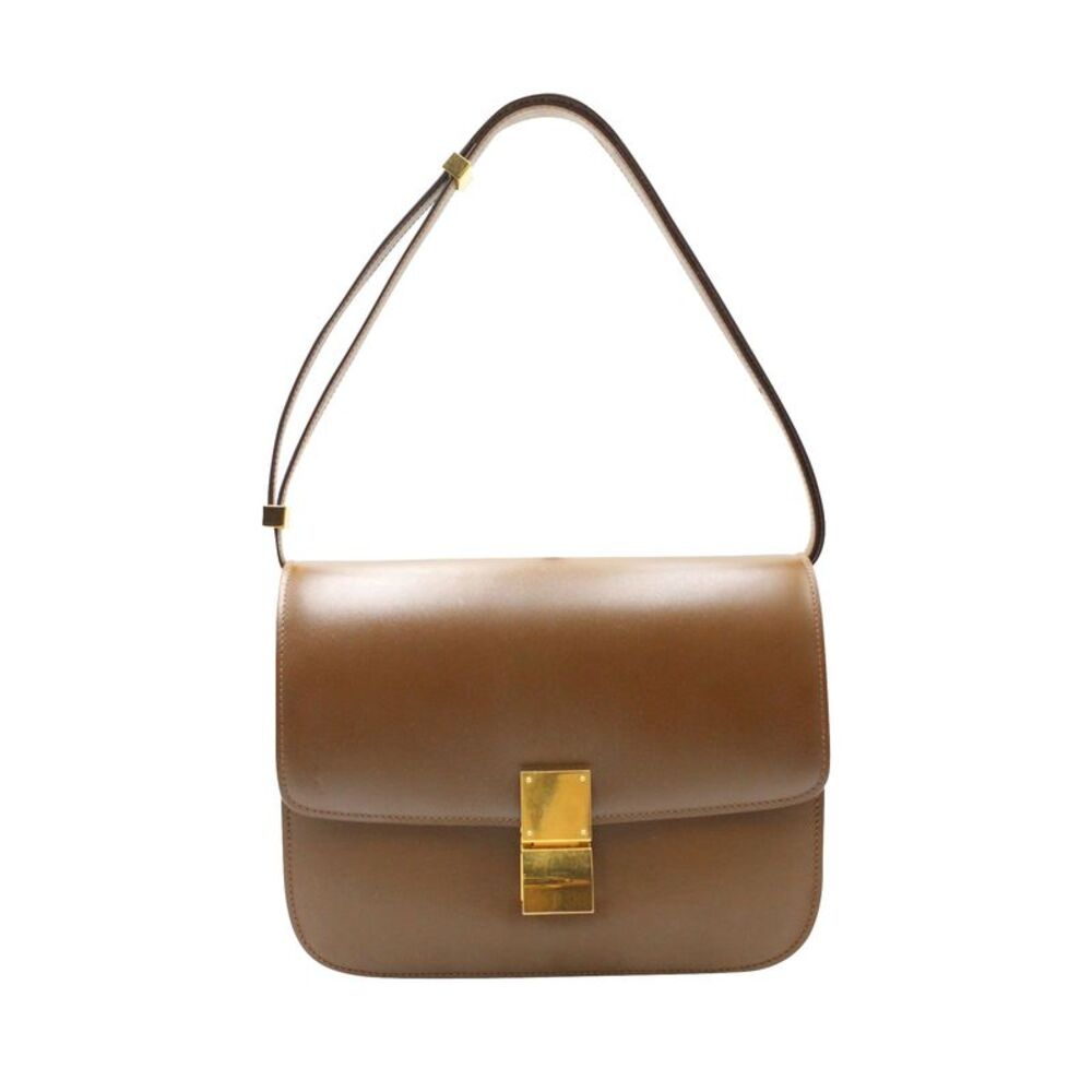 Celine Medium Box Bag in Brown Calfskin Leather